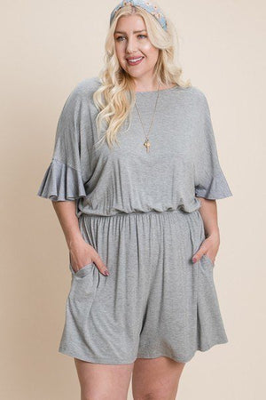 Plus Size Solid Rayon Modal Mini Romper - Romper - SmartBuyApparel