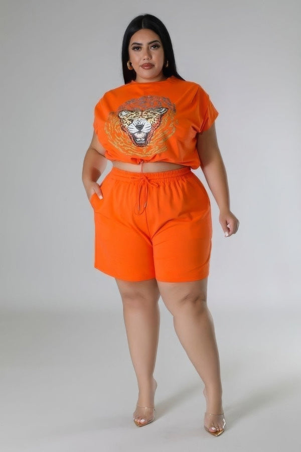 Plus Size Stretch Short Set - Women's set - SmartBuyApparel
