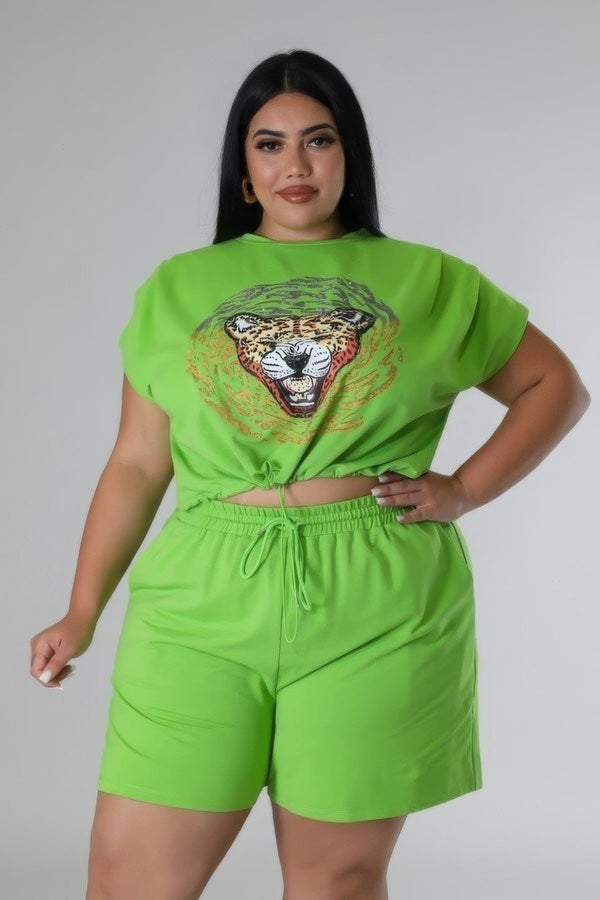 Plus Size Stretch Short Set - Women's set - SmartBuyApparel