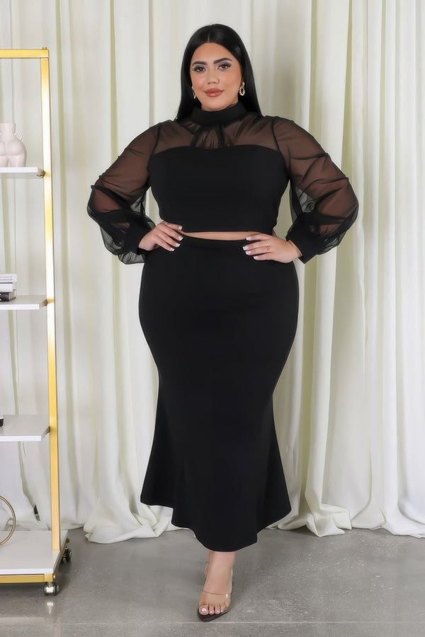 Plus Size Stretch Skirt Set - Women's set - SmartBuyApparel