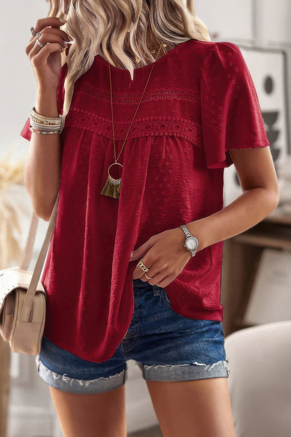 Plus Size Temperament Solid Short Sleeves Top - | SmartBuyApparel