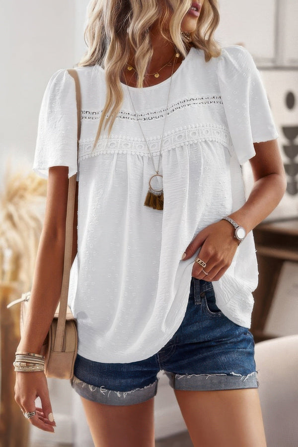 Plus Size Temperament Solid Short Sleeves Top - | SmartBuyApparel