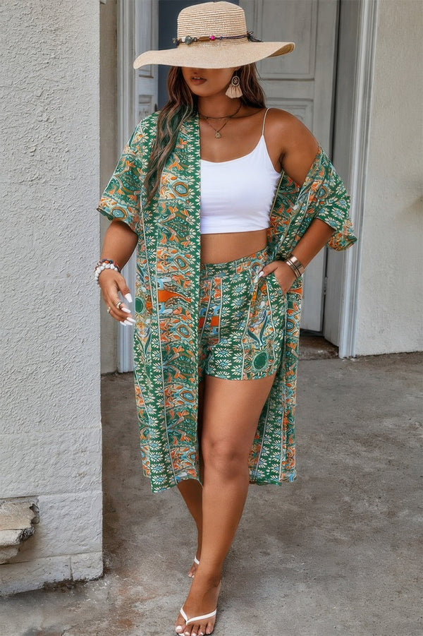 Plus Size Two Pieces Printed Elastic Waist Sets - | SmartBuyApparel