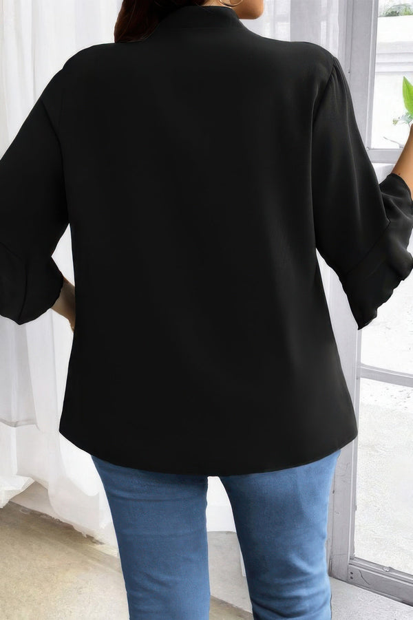Plus V Neck Ruffle Half Sleeves Loose Blouse - | SmartBuyApparel