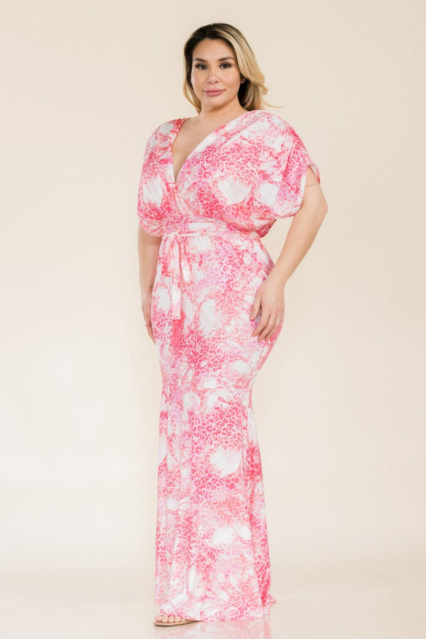 Printed Venesia Tie Waist Mermaid Maxi Dress - Dress - SmartBuyApparel