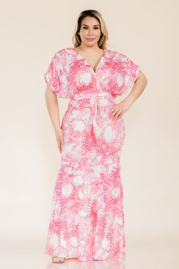 Printed Venesia Tie Waist Mermaid Maxi Dress - Dress - SmartBuyApparel