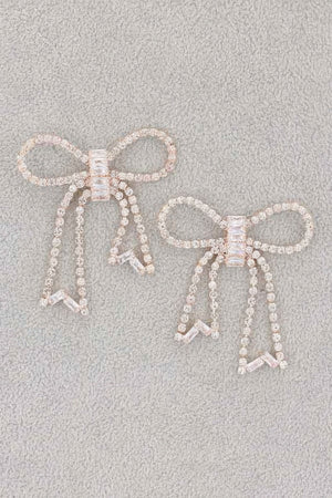 Rhinestone Ribbon Earring - | SmartBuyApparel