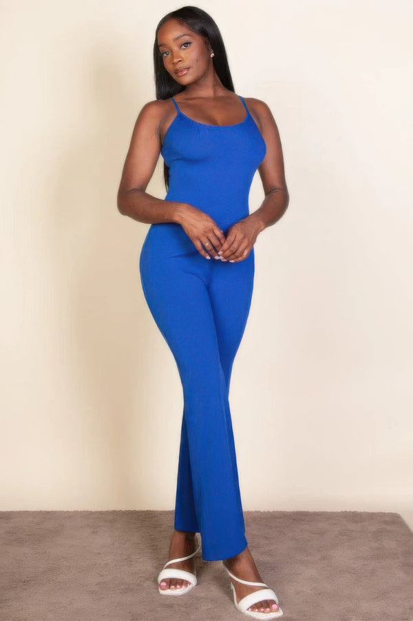 Ribbed sleeveless wide leg jumpsuit - Jumpsuit - SmartBuyApparel