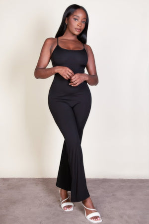 Ribbed Sleeveless Wide Leg Jumpsuit - Jumpsuit - SmartBuyApparel