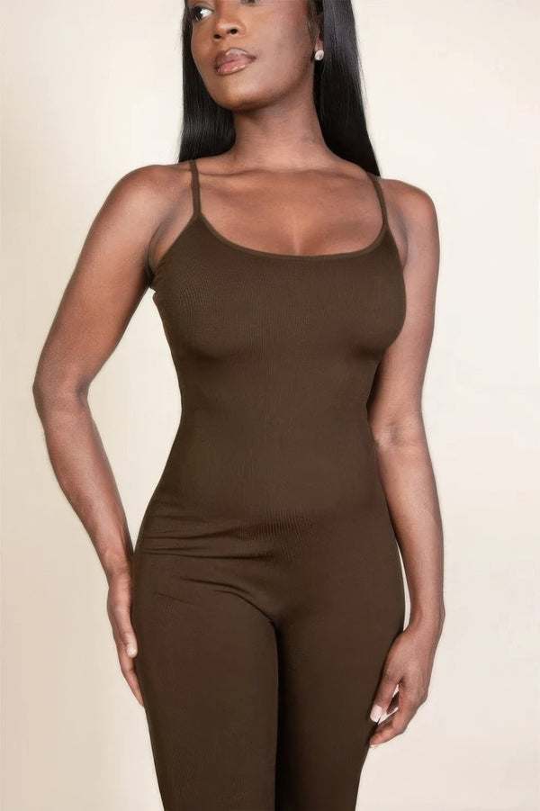 Ribbed sleeveless wide leg jumpsuit - Jumpsuit - SmartBuyApparel