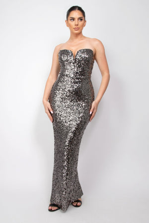 Sequin V - bar Crisscross Tube Dress - | SmartBuyApparel