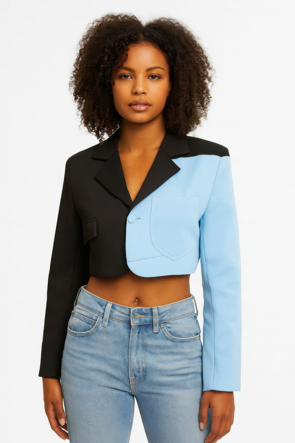 Short Color Block Blazer - Blazer - SmartBuyApparel