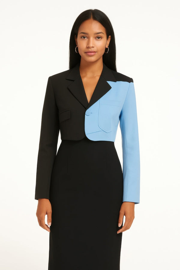 Short Color Block Blazer - Blazer - SmartBuyApparel