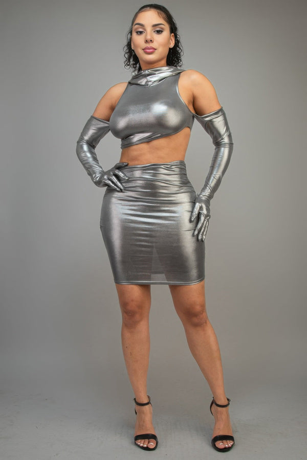 Short Dress With Gloves & Hoodie - Dress - SmartBuyApparel