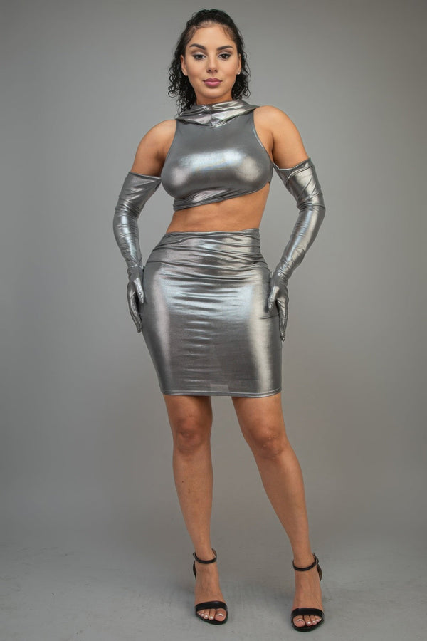 Short Dress With Gloves & Hoodie - Dress - SmartBuyApparel