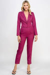 Single-Button Crop Blazer With Tailored Pants Set