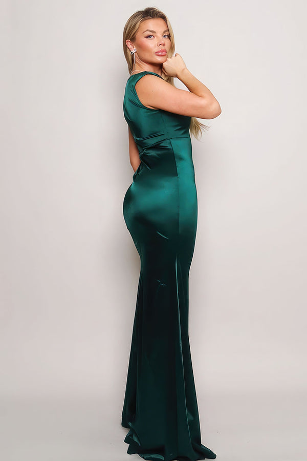 Sleeveless Power Shoulder Slitted Maxi Dress - Dress - SmartBuyApparel