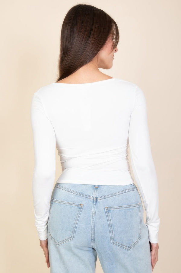 Square Neck Long Sleeve Top - Women's top - SmartBuyApparel