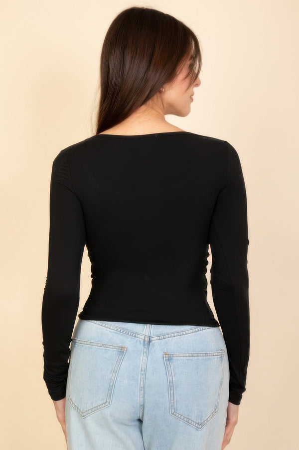 Square Neck Long Sleeve Top - Women's top - SmartBuyApparel