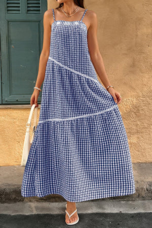 Suspenders Plaid Color Block A Line Dress - | SmartBuyApparel