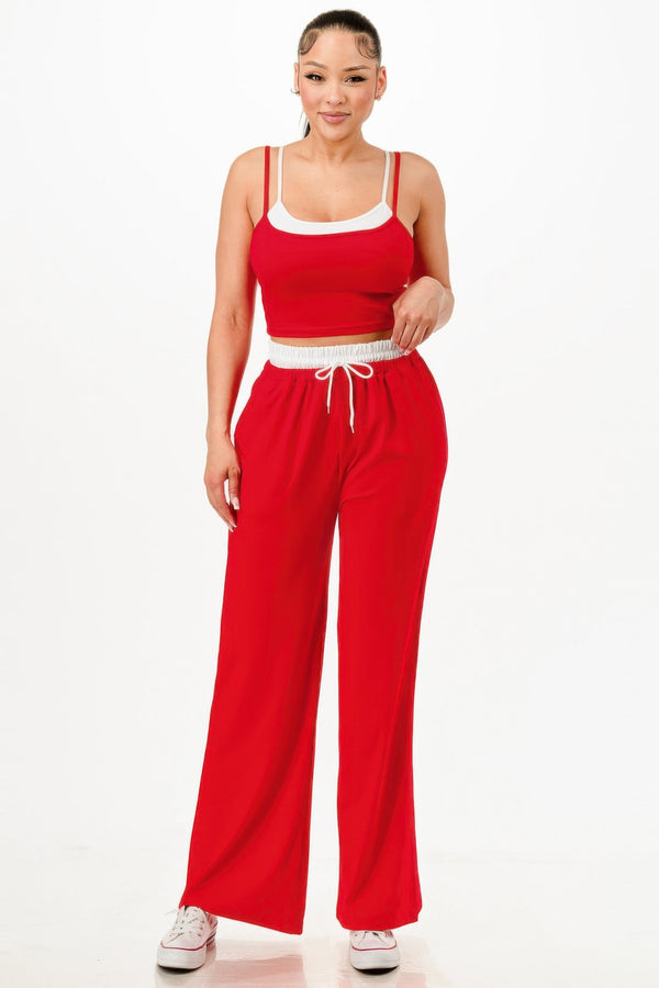 Tank Top And Sweatpants Set - Set - SmartBuyApparel