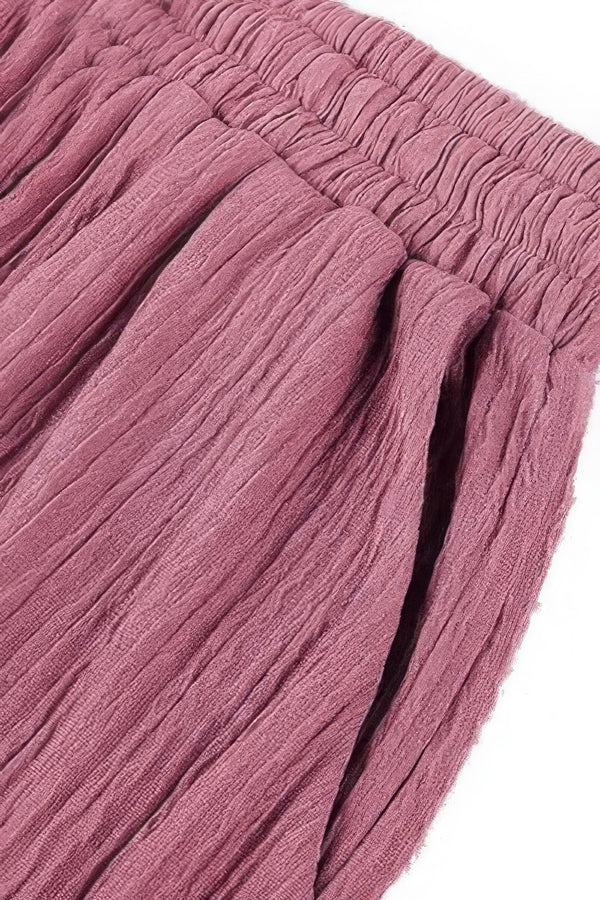 Textured Wide Leg Palazzo Pants - | SmartBuyApparel