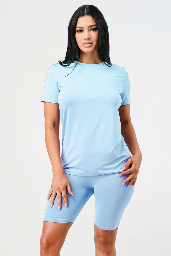 Two - Piece Tops and Biker Sets - Women's set - SmartBuyApparel