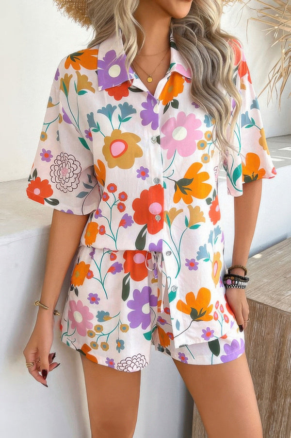 Two Pieces All Over Print Button Down Short Sets - | SmartBuyApparel