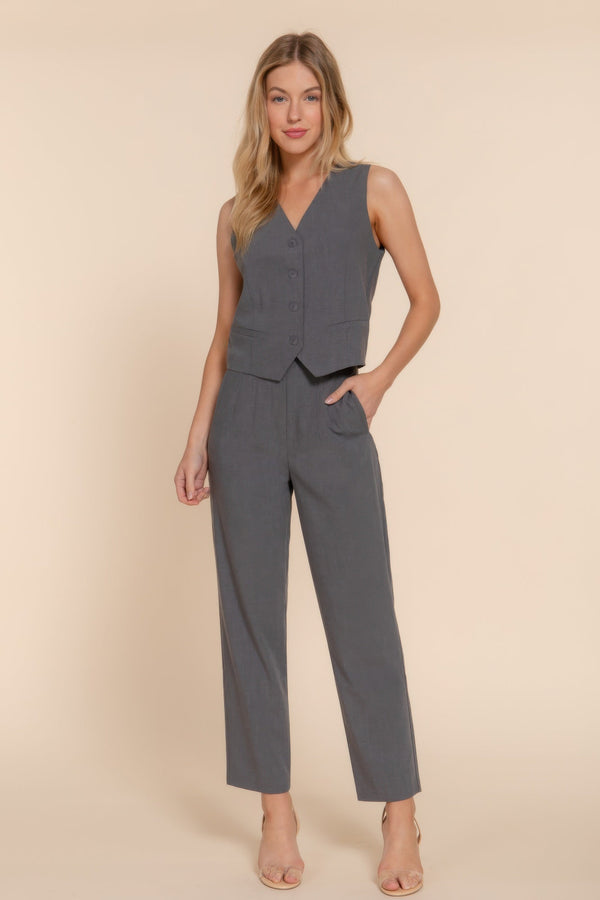 V - neckline W/front Button Closure Vest - Vest - SmartBuyApparel