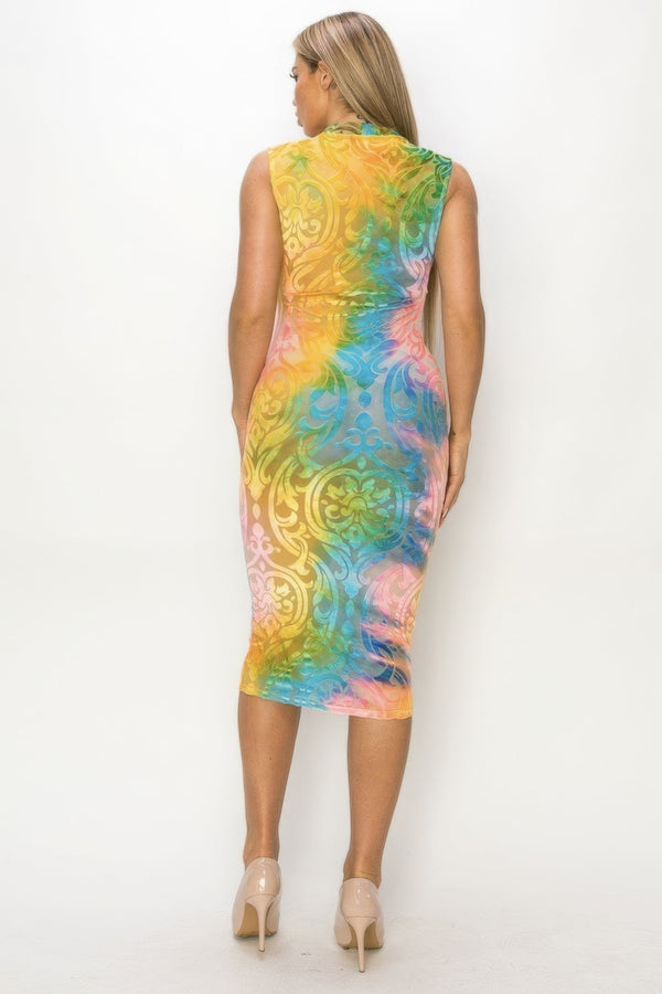 Velvet Burn Out Pattern Sexy Midi Dress - Dress - SmartBuyApparel